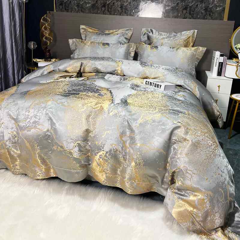 正品欧式轻奢140锦缎色织提花全棉四件套. 高2支档纯棉18/.0m床上