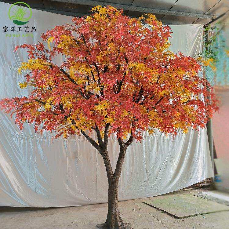 仿真红枫树桃花树桃花大型布景仿真树仿真花装饰道具摆件厂家