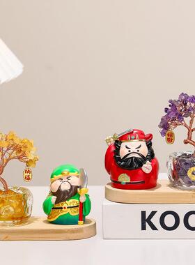 钟馗防人天然黄水晶发财树紫水晶摇钱树工位玄学桌面摆件创意礼品