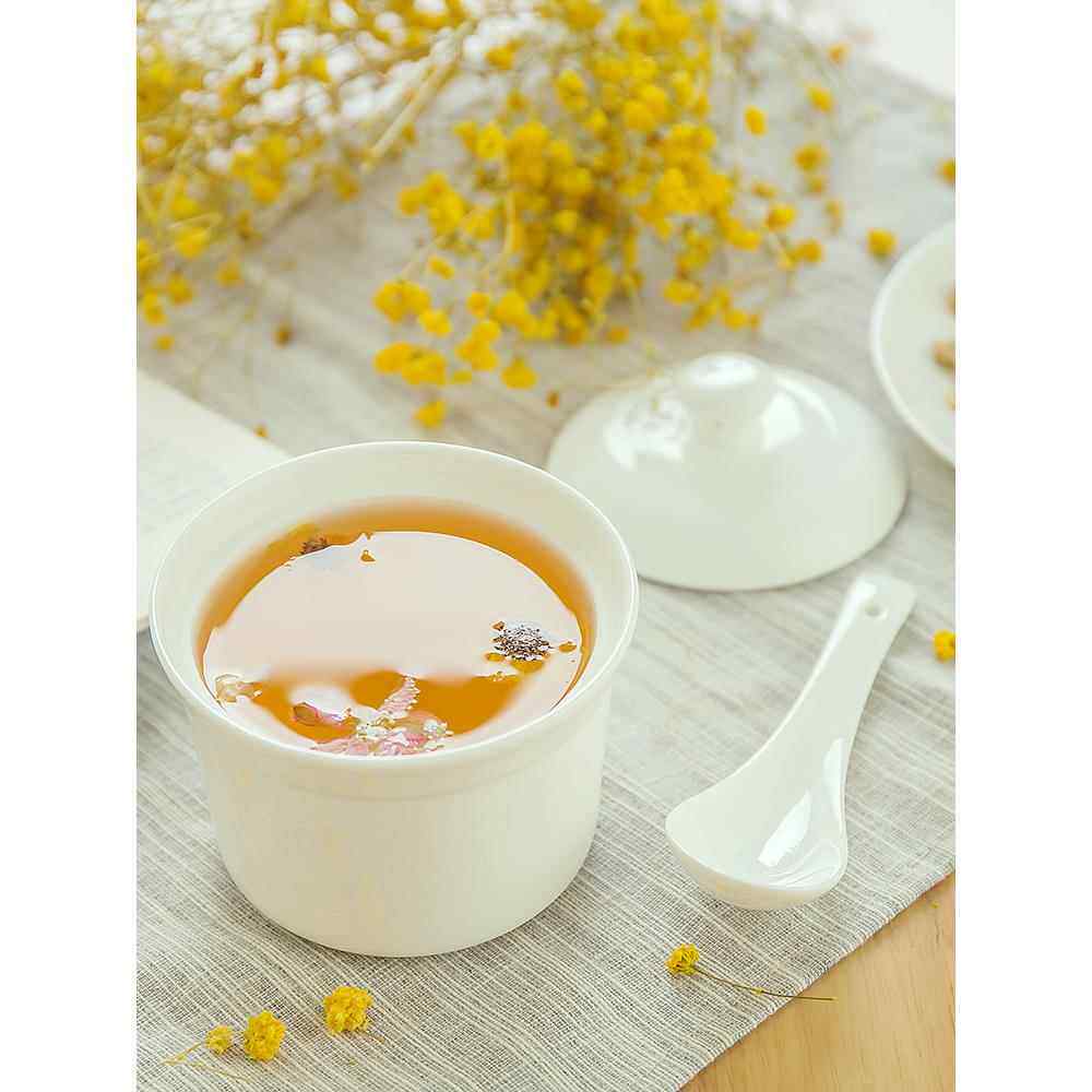 景德镇陶瓷骨瓷纯白带盖陶瓷小炖盅锅燕窝汤盅儿童蒸蛋碗汤盅酒店