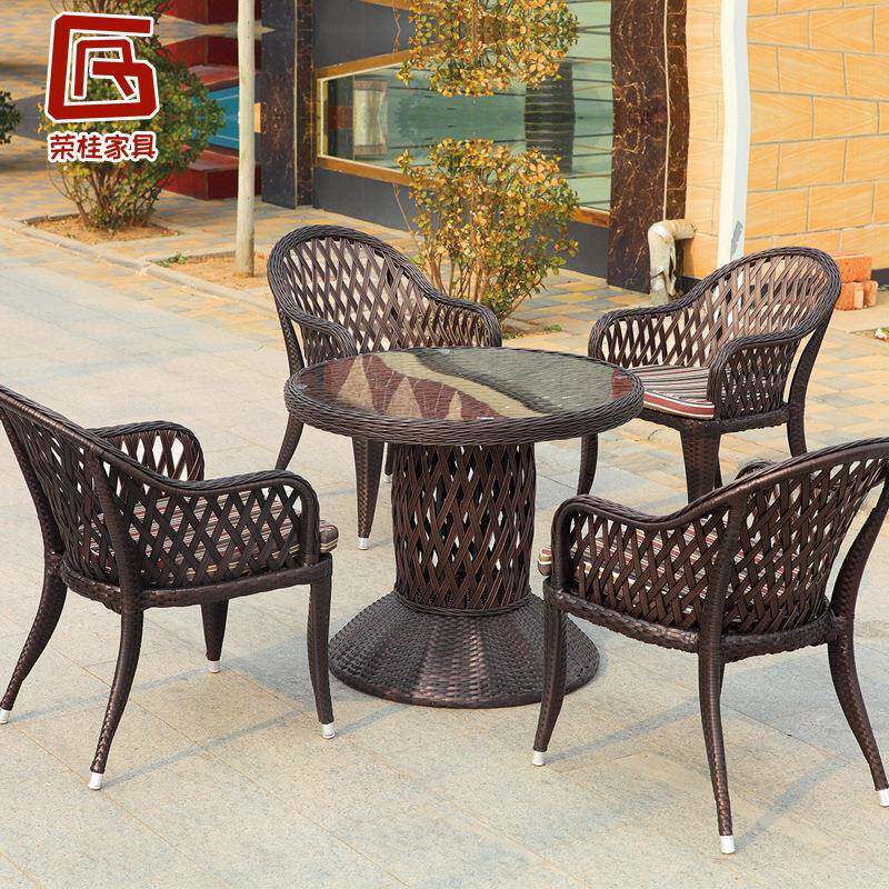 厂家供应户外家具藤编桌椅五件套网状藤条椅编藤家具户外