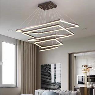 客厅大吊灯现代简约led复式 餐厅灯北欧灯具 楼梯灯大气长方形个性