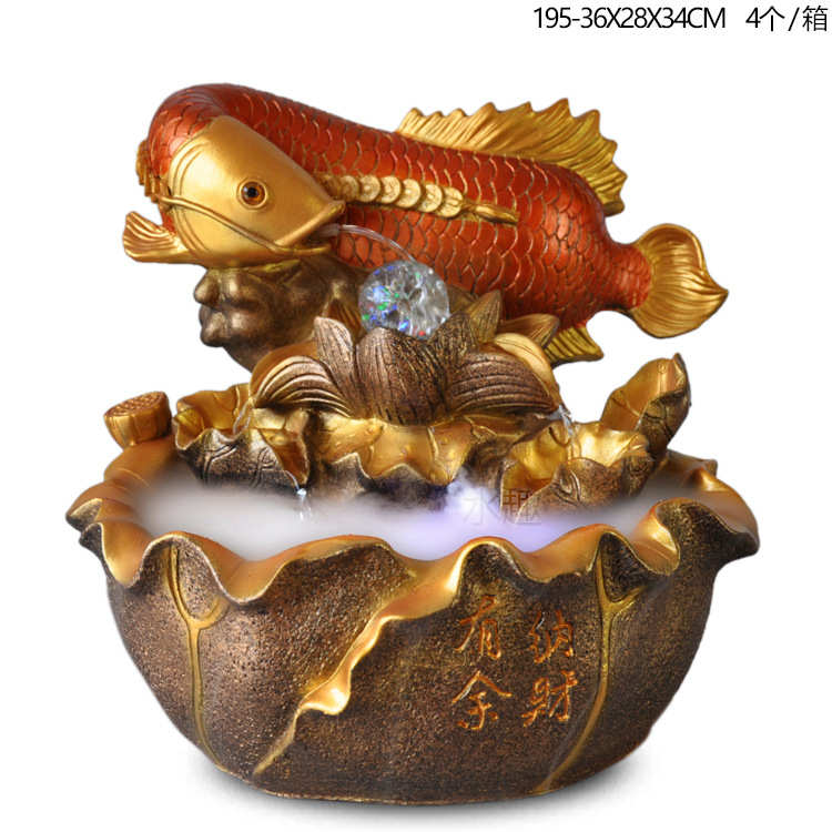 中号高山流水微景观山水摆件流水喷泉工艺品礼品批发树脂盆景水景