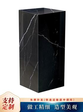 天然黑白根大理石底座摆件酒店商场销售中心工艺品雕刻平台底座墩