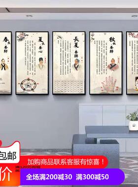 中医馆养生装饰画春夏秋冬心肝脾肺肾海报清通调养补墙壁宣传挂画