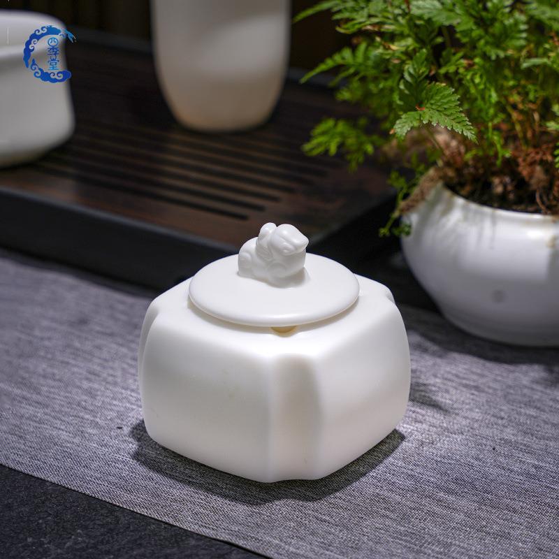 白瓷烟灰缸素烧羊脂玉瓷茶桌办公会议室客厅高端烟缸加印LOGO