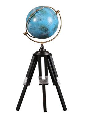 美式复古铁艺落地地球仪望远镜摆件轻奢客厅办公室家居装饰品道具