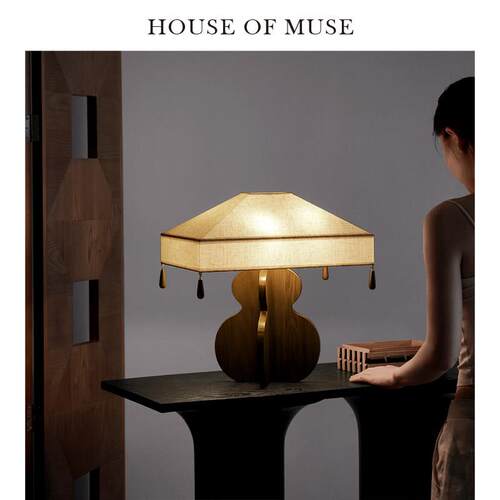 缪斯家 福禄琉华 中古风台灯实木书房卧室床头气氛灯覆古小夜灯