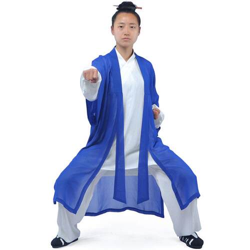 高档武当道道袍高档披纱雪女纺太极拳极练功披纱太士拳表演服披纱