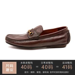 新款豆豆休鞋男真皮乐福鞋季闲男士夏皮鞋牛皮鞋子固特异手工