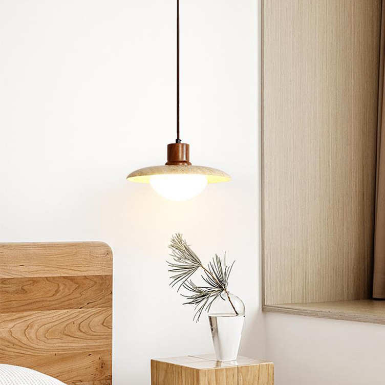 日式侘寂风黄洞石卧室床头小吊灯奶油风复古创意民宿餐厅吊灯casa