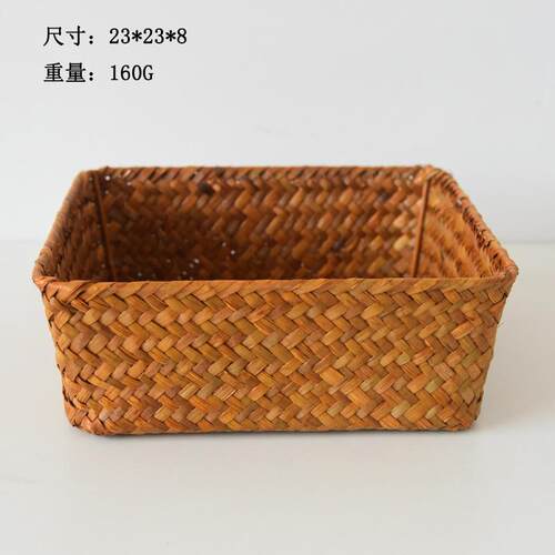 遥控器编织袋长方形花篮文具挂篮