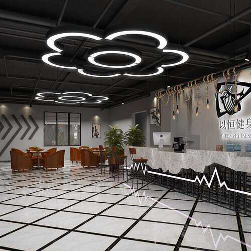 E灯D圆环工弧形半圆吊灯办公室前台健LDD-964身房网吧业风造型具
