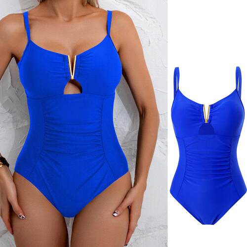 Womens Cut Out Ruched One-Piece Swimsuit Summer Clothes
