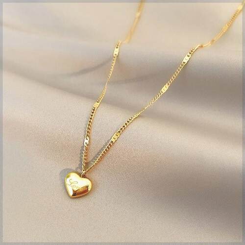 316 Stainless Steel Gold Color Necklace Love Heart Pendant