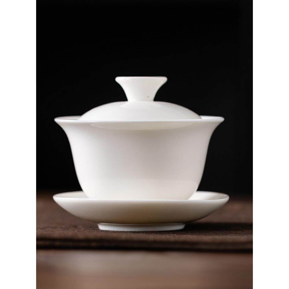 庞东来三景德镇盖碗德化白瓷茶具成套功夫陶瓷简易茶壶茶杯