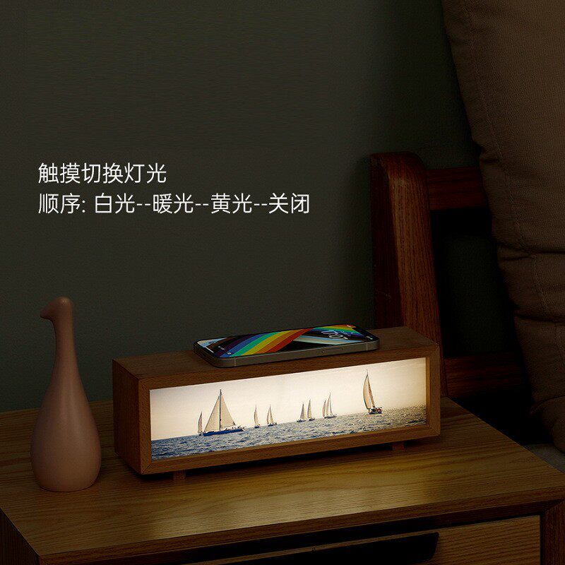 创意功能无线灯光画小夜灯触桌摸控477制简约面礼充品多床头氛围