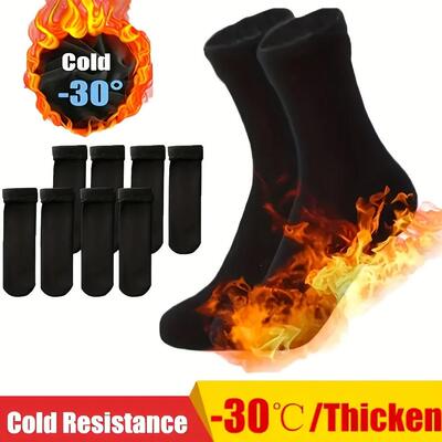 5Pairs Winter Warm Women Socks Thicken Thermal Black Skin