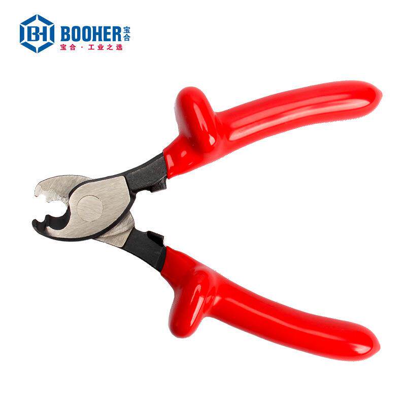 Booher宝合 绝缘电缆剪6寸VED认证1000V浸塑型电工断线钳子