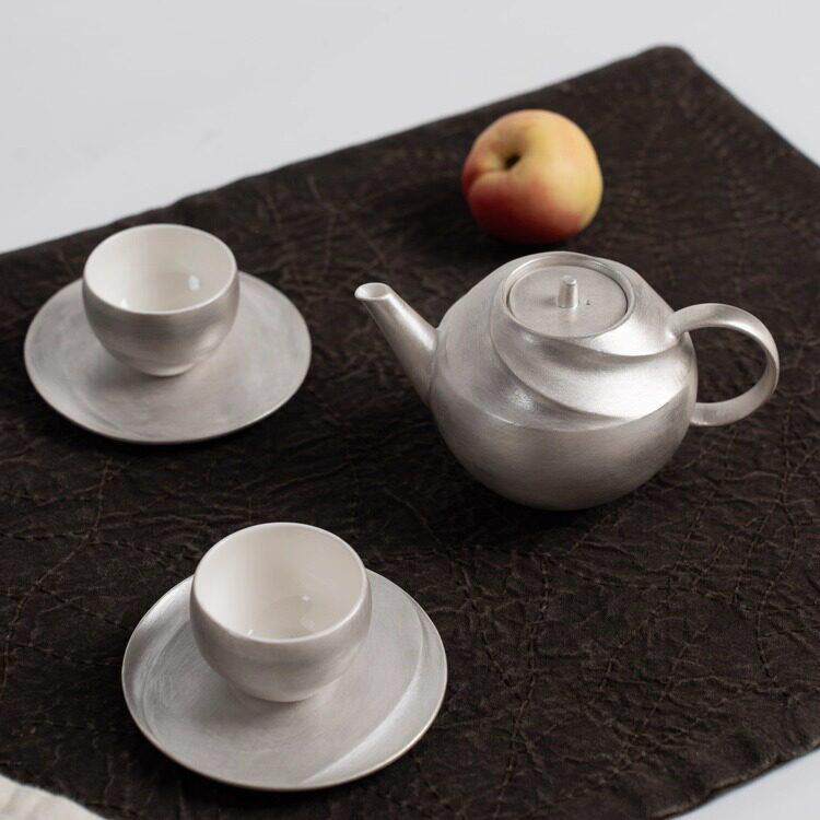 岑几/几洄系列茶具套组/轻奢高档/泡茶壶/茶杯银彩手工刷银小泡壶