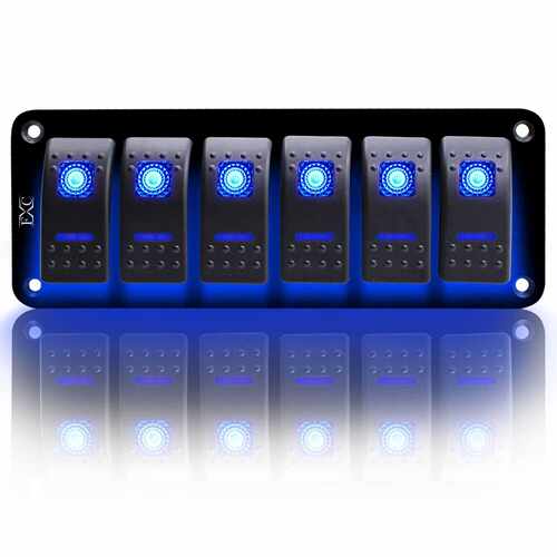 船用开关面板防水 12V 3 组摇杆开关面板蓝色 LED 灯切换开关铝面