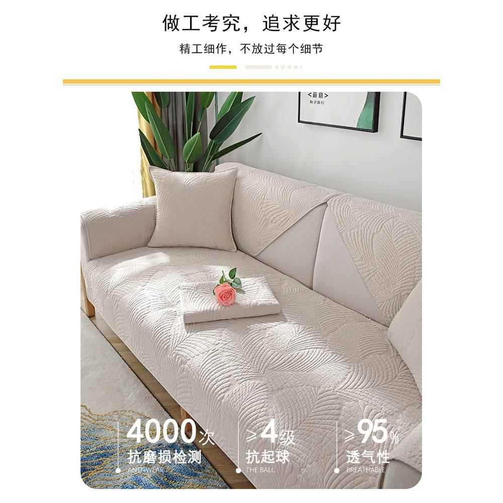 新款直销北欧简约纯色沙发垫四季纯棉布艺防滑全棉坐垫通用现代沙
