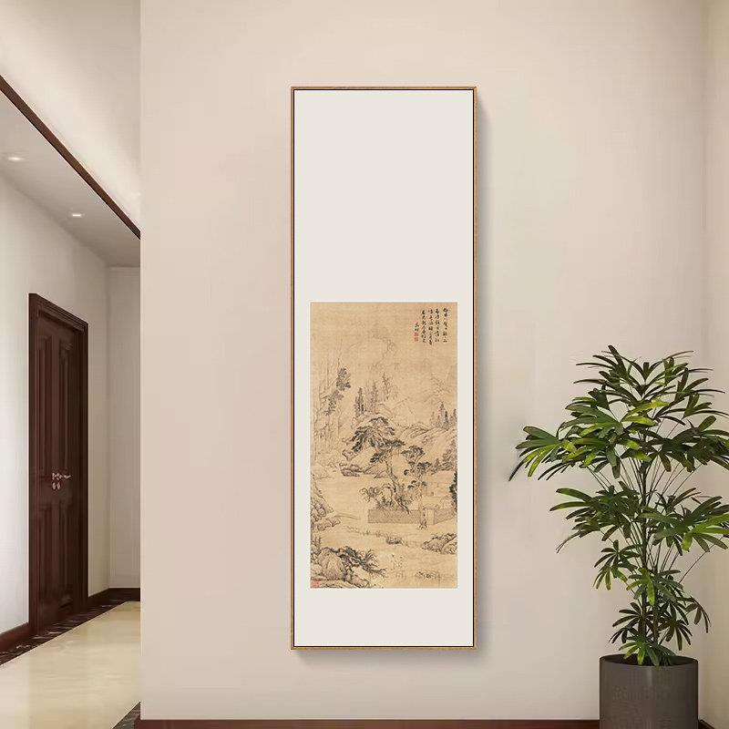 新中式山水国画郑板桥宋代美学茶室禅意挂画客厅玄关中古风装饰画