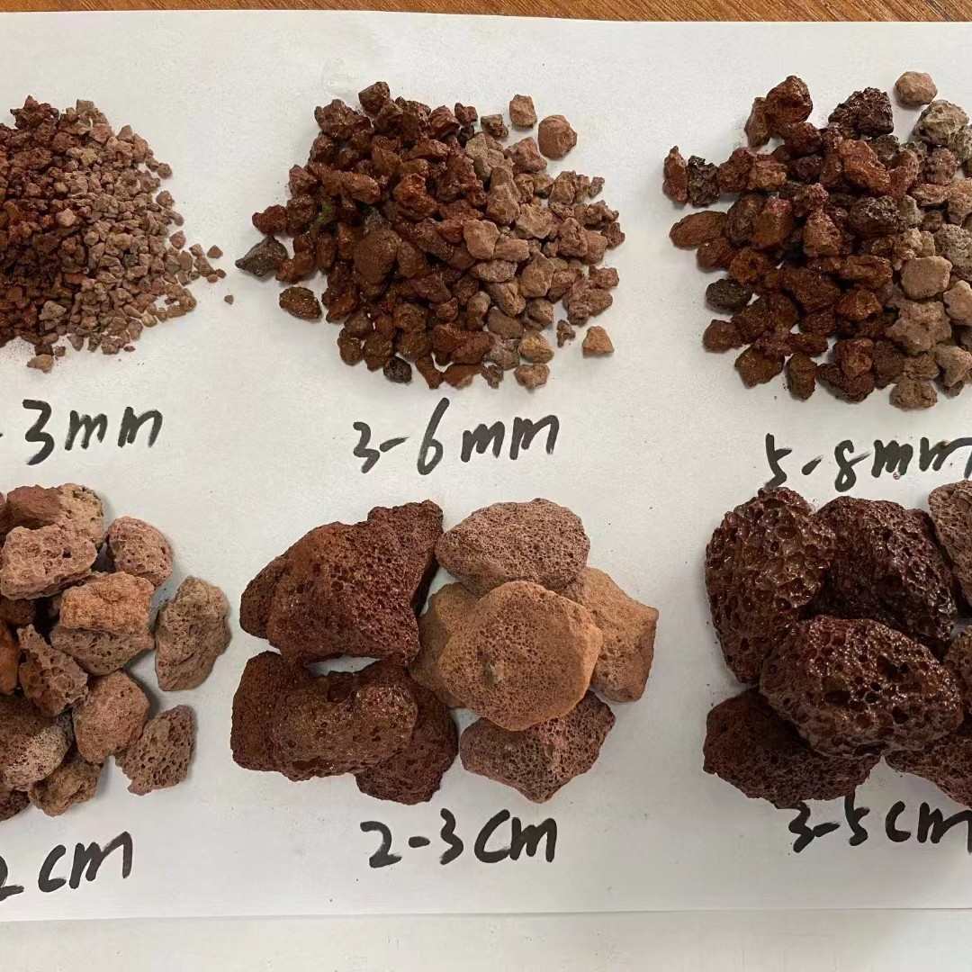 厂家批发精选红色火山石过滤水族鱼缸净水用红色火山石黑色火山岩
