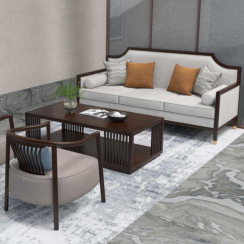 新中式售楼处实木接待沙发简约商务洽谈桌椅轻奢酒店样板房接待椅