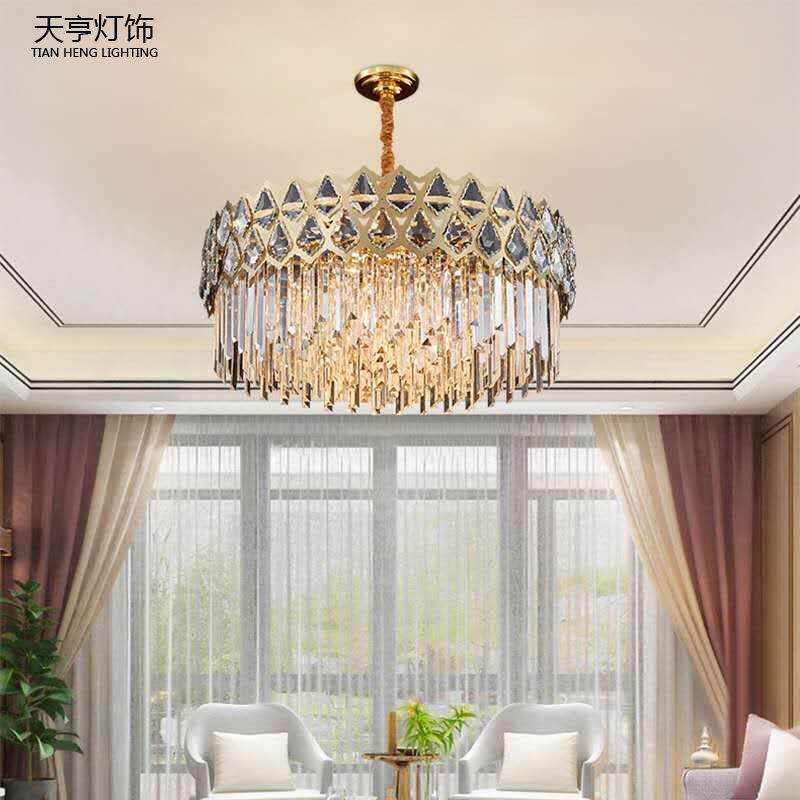 天亨轻奢水晶吊灯铁艺客厅吊灯后现代简约样板房间餐厅卧室灯饰