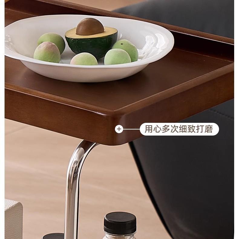 实木推车双层实木边几可移动古小推车餐车家用纳客小中厅收实木小