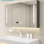 挂墙式 实木智能浴室镜柜带灯LED除雾卫生间梳妆镜子洗手间置物柜