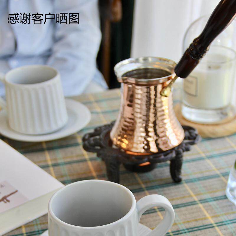 土耳其进口手工加厚铜咖啡壶热奶煮茶壶木柄防热 手冲壶
