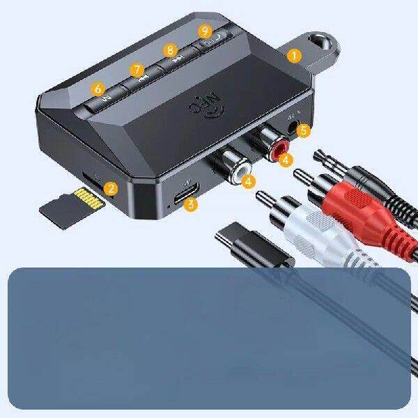Bluetooth 5.3 Receiver Car NFC Stereo AUX 3.5mm Jack RCA