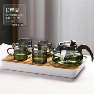 玻璃茶壶高硼硅耐热玻璃茶水分离带过滤内胆家用木把煮泡茶器 日式