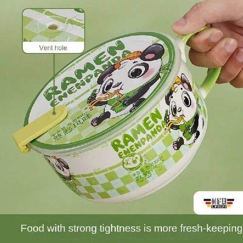 Ceramic Instant Noodle Bowl with Cover for Dormitory