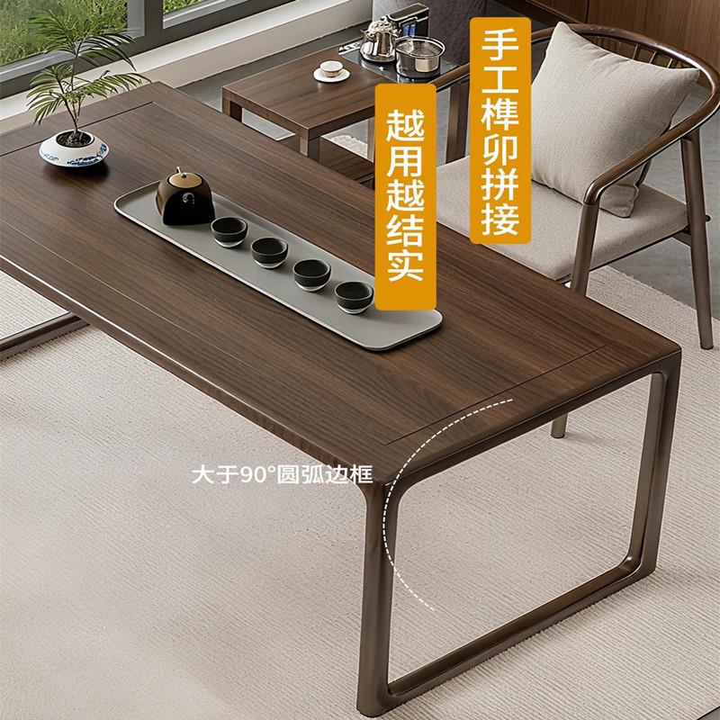 老榆木茶桌合新中式阳台茶桌椅组小型泡茶桌纯实木书小桌台KNI茶
