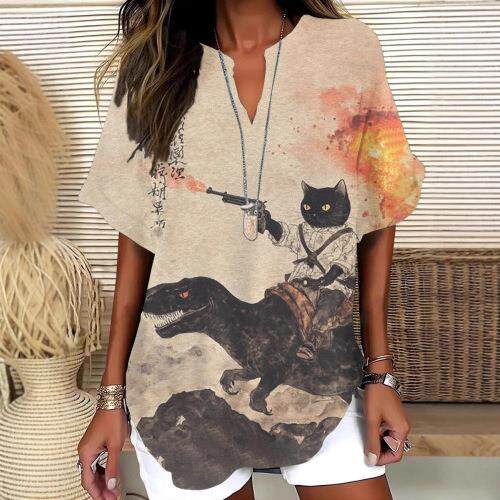 Women'S Plain Notched-Neck Short Sleeve Midi Dress Casual