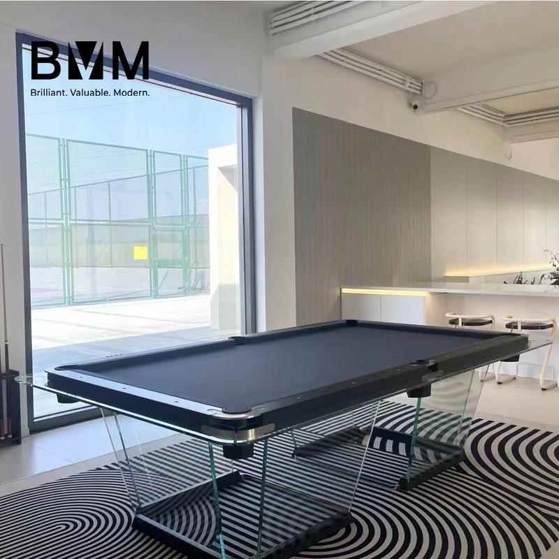 爱尔兰钢化玻璃透明台球桌亚克力美式家用黑八美式家庭标准
