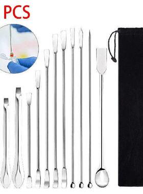 12Pcs 304 Stainless Steel Lab Spoon Spatula Laboratory