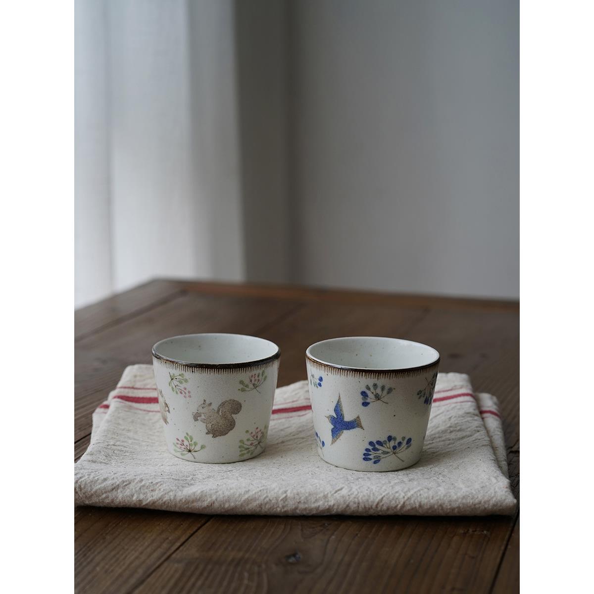 日本进口美浓烧手作陶瓷手握杯随手杯日式复古可爱茶杯咖啡杯水杯