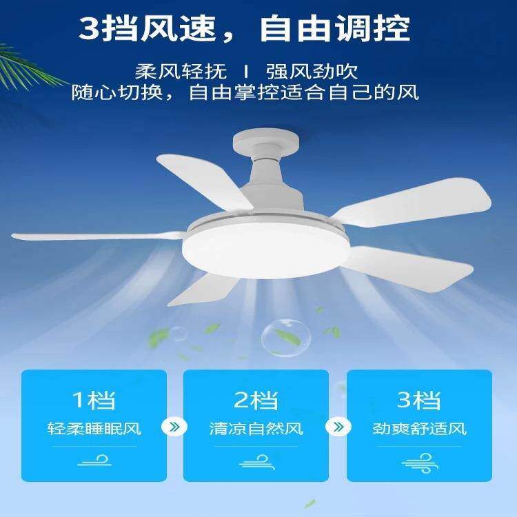 跨境爆款北欧大风力静音吊扇灯E27螺口风扇灯多功能led客厅卧室
