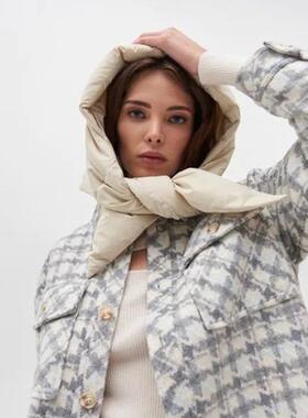 Fashion quilted headscarf puffer scarf triangle shawl Hood S