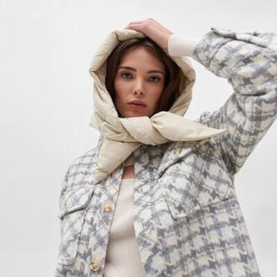 Fashion quilted headscarf puffer scarf triangle shawl Hood S