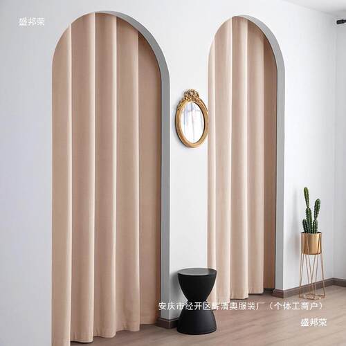 厂家直帘绒布服装店免销试衣帽间孔门衣纱门更衣室AL797846尺寸帘