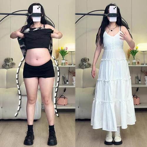 白色吊带连衣裙女夏季高级感大码胖mm巨显瘦梨形身材遮胯蛋糕裙子
