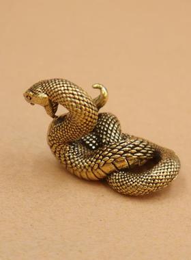 黄铜做旧十二生肖蛇摆件创意家居办公桌面生肖蛇摆件工艺品