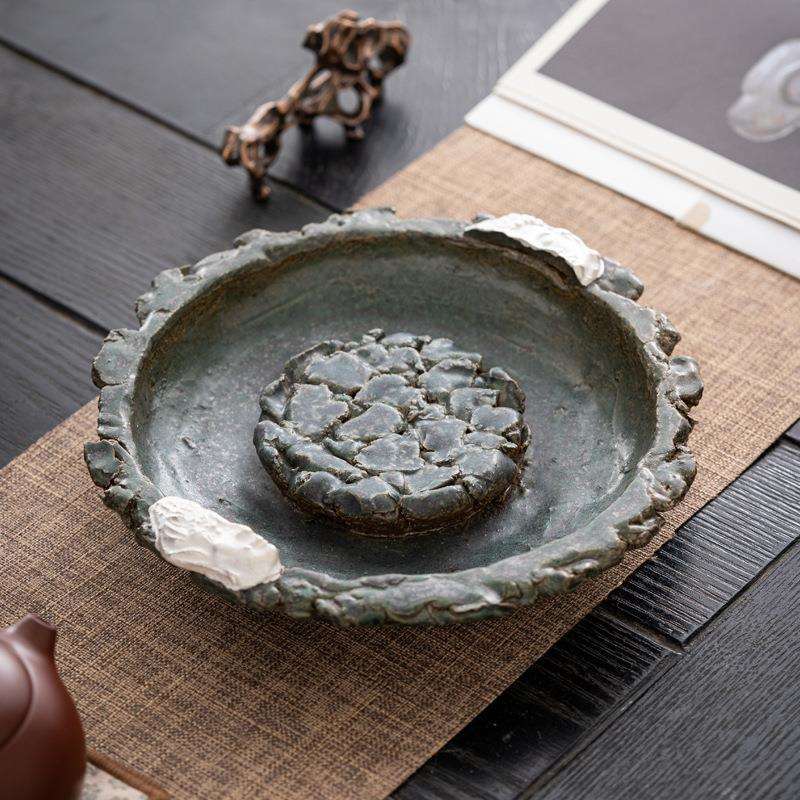 焕彩念心壶承 手作敦煌印象茶托粗陶储水干泡台壶垫壶托养壶茶盘