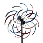 乡村花园户外风车景观庭院装 饰落地插件太阳能灯发光亮双面旋转