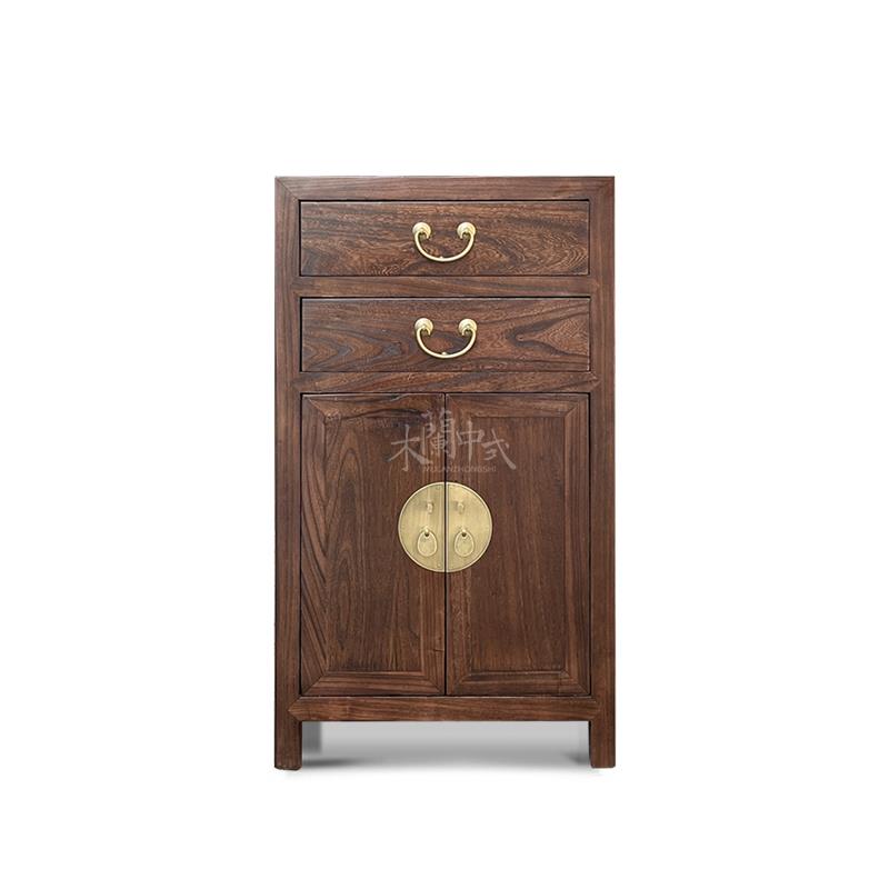 高档新中式柜床头柜几实木仿古简约储物关小柜卧室边玄门厅榆木边
